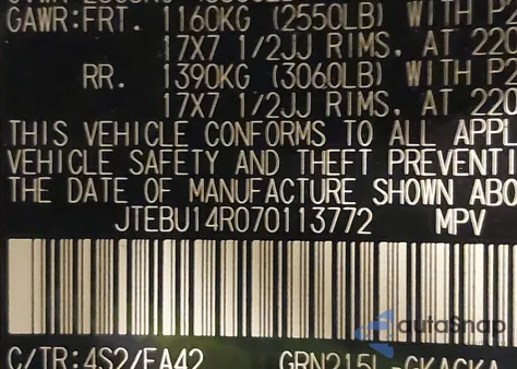 2007 Toyota 4Runner Sr5 V6 from USA, damaged, VIN JTEBU14R070113772
